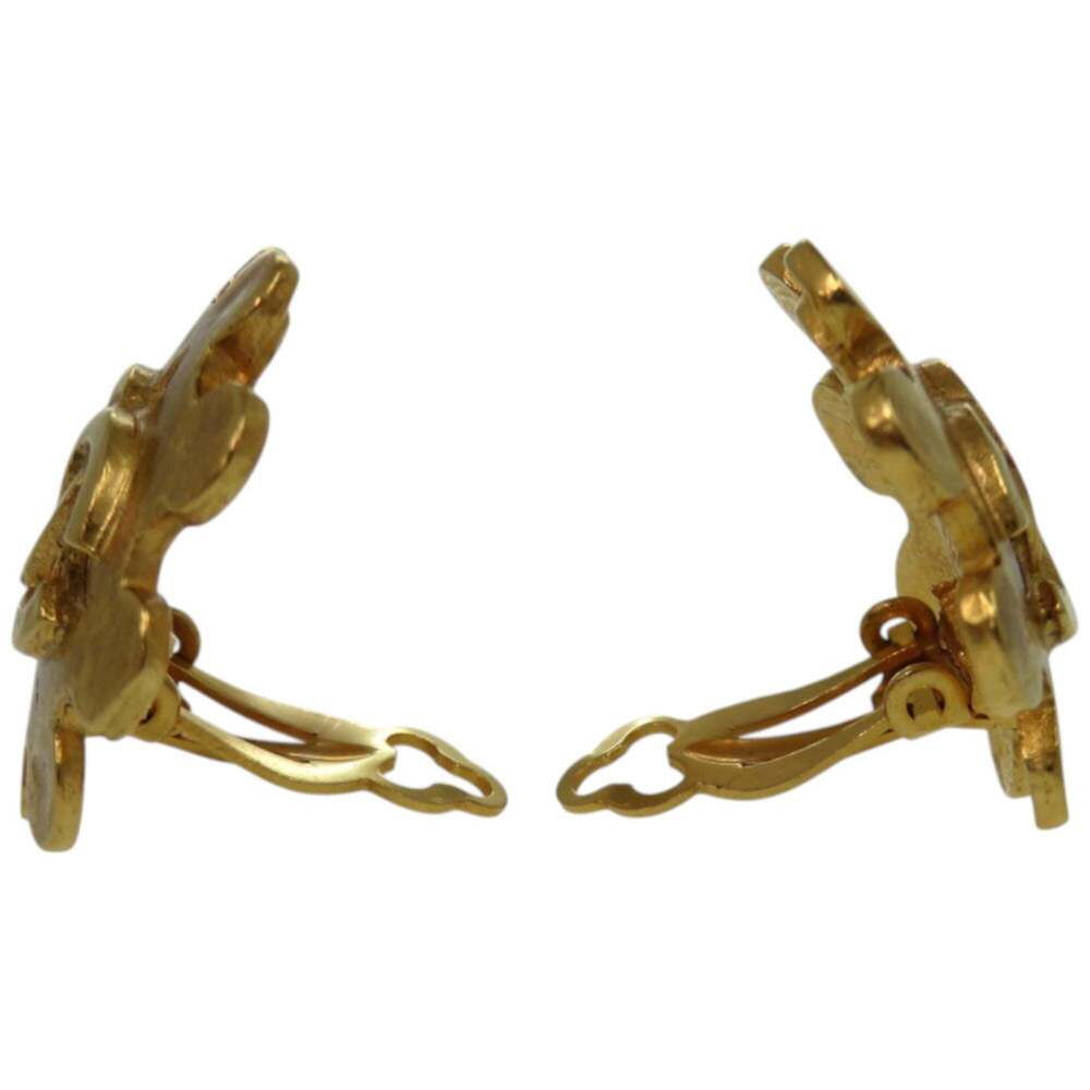 CHANEL Authentic Vintage Gold Logo Earrings - Picture 4 of 5